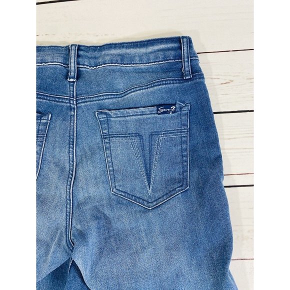 Seven7 Womens Jean Shorts Size 4 Denim Long Ladies Mid Rise Stretch USA Seven 7 - Picture 8 of 8